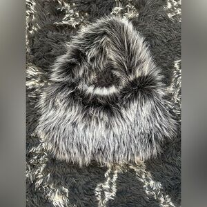 Faux Fur Black, Grey & White Shoulder Bag
